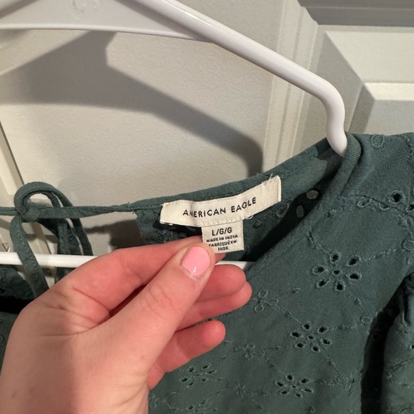 American Eagle Outfitters Teal Eyelet Dress - Picture 3 of 5
